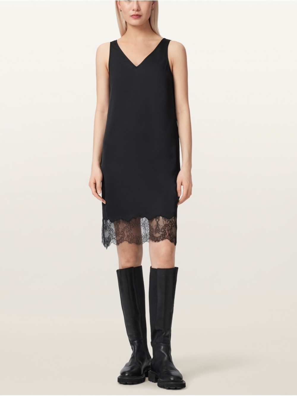 All Saints Black ELOISE 2-IN-1 JUMPER Sweater Lace Layer DRESS Set - Picture 3 of 13
